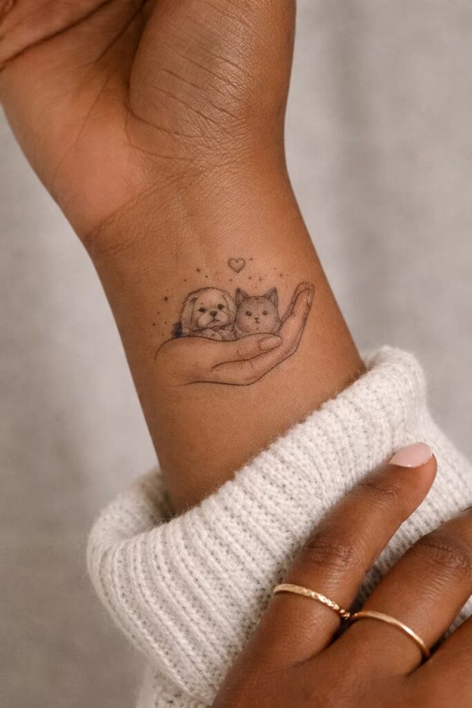 Handheld Companions Small Tattoo Idea for Pet Lovers