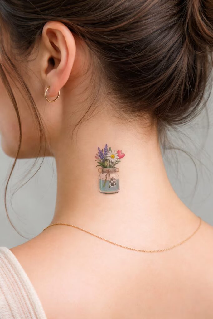 Lavender Jar Small Tattoo Ideas for Pet Lovers