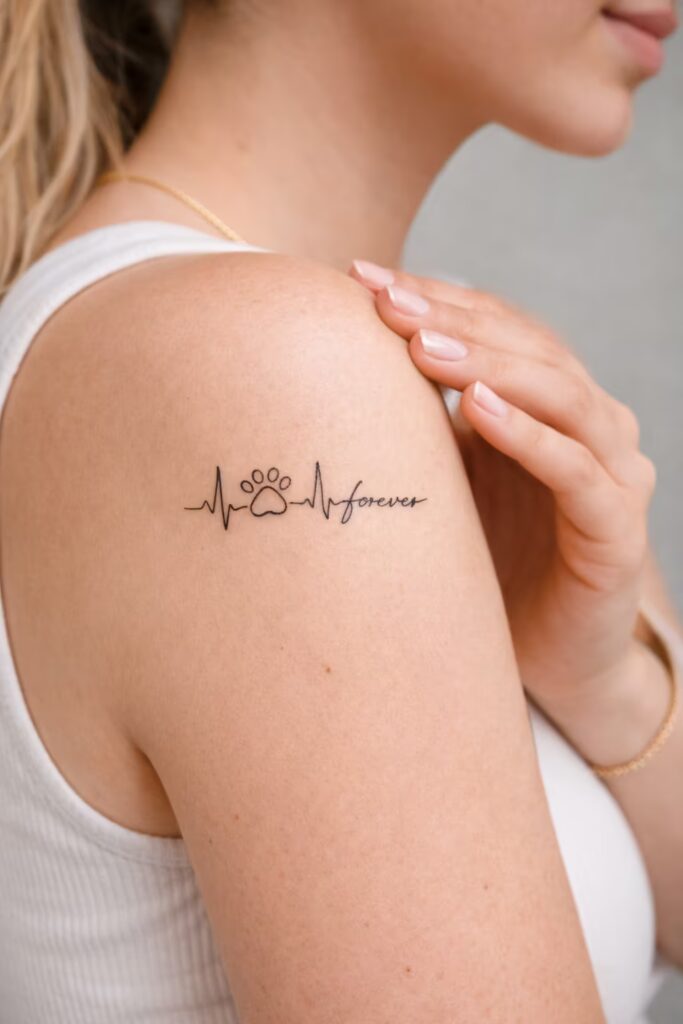 Paw Heartbeat Tattoo for Pet Lovers