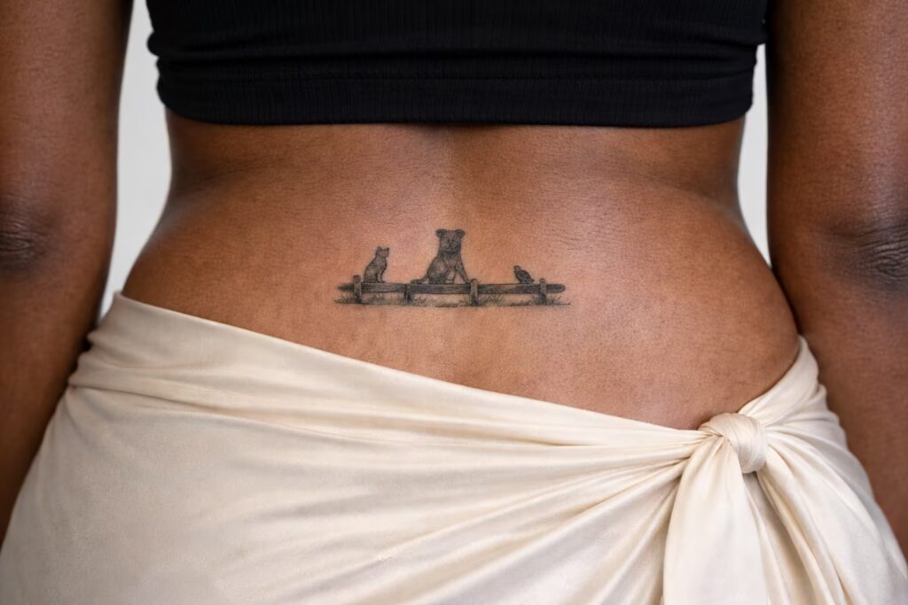 Silhouette Skyline Lower Back Tattoo