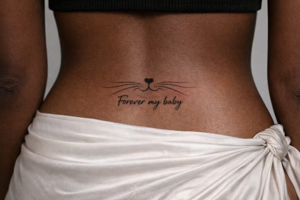 The Whiskered Flourish Tramp Stamp Tattoo