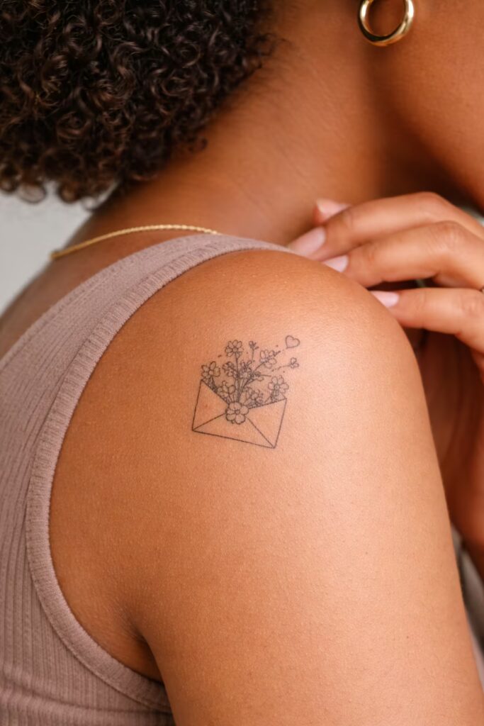 Wildflower Envelope Small Tattoo Idea for Pet Lovers