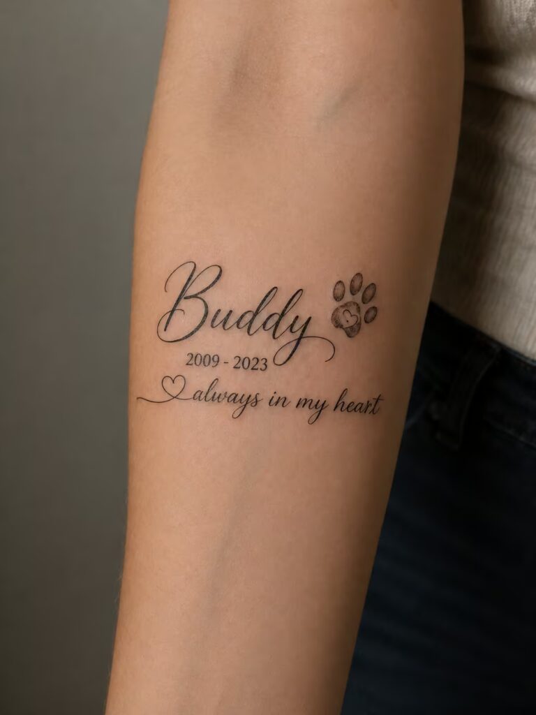 Name Tattoo as a pet memorial tattoo