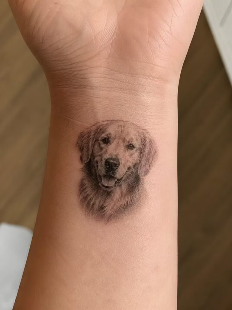 Realistic Pet Portrait Tattoos as one of the Popular Pet Memorial Tattoo Designs